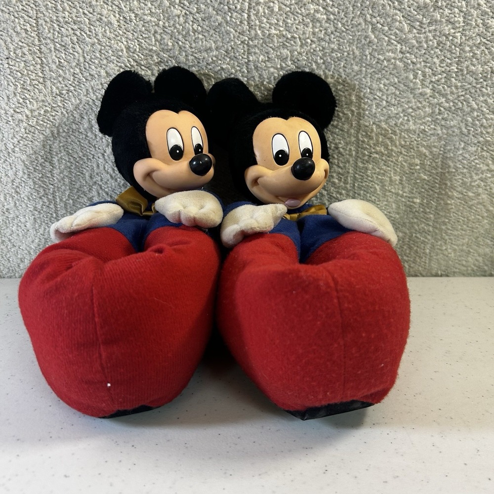 Vintage ‎ MICKEY MOUSE Disney Kid's SLIPPERS Carousel by Guy SIZE Children M